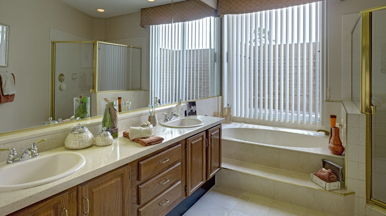 Primary Bathroom with Double-Vanity and Soaking Tub